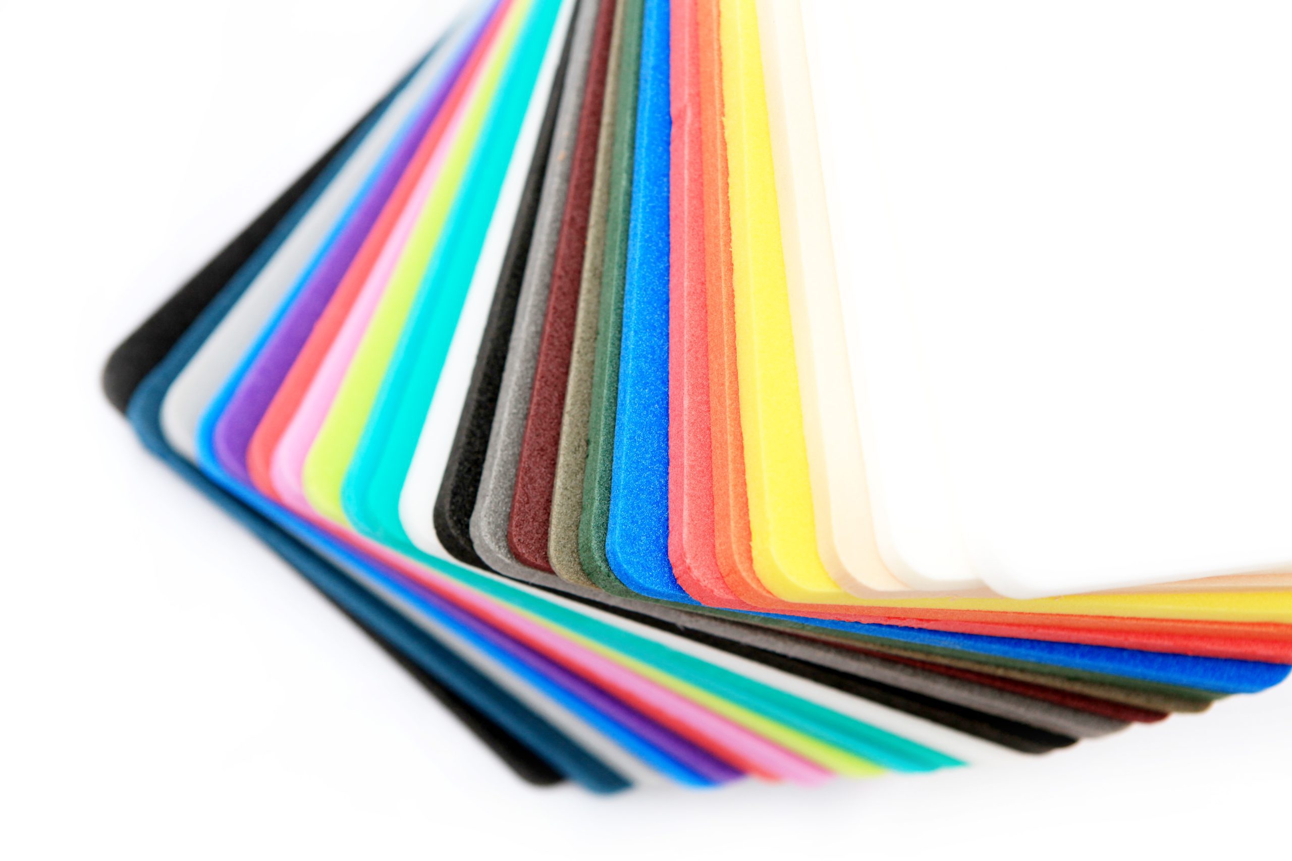 foam block samples in various colours, color foam, colour high density closed cell foam