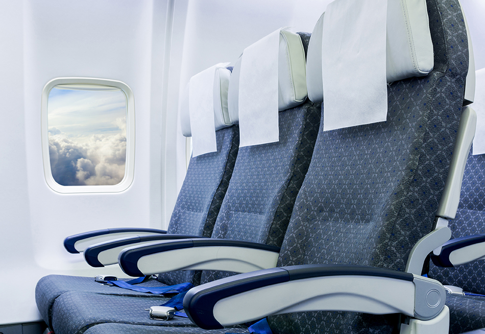 airplane seats and window, foam is sometimes used inside the headrest and seat itself and also inside the fuselage.